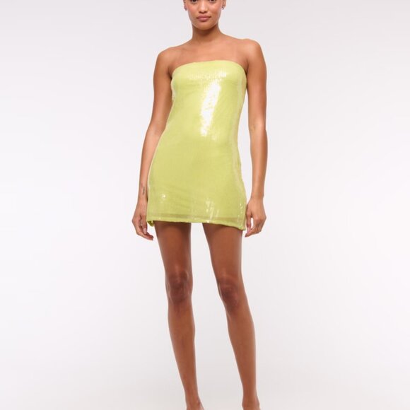 Abercrombie & Fitch Brat Green Strapless Sequin Strapless Dress size small 90s - Picture 1 of 12